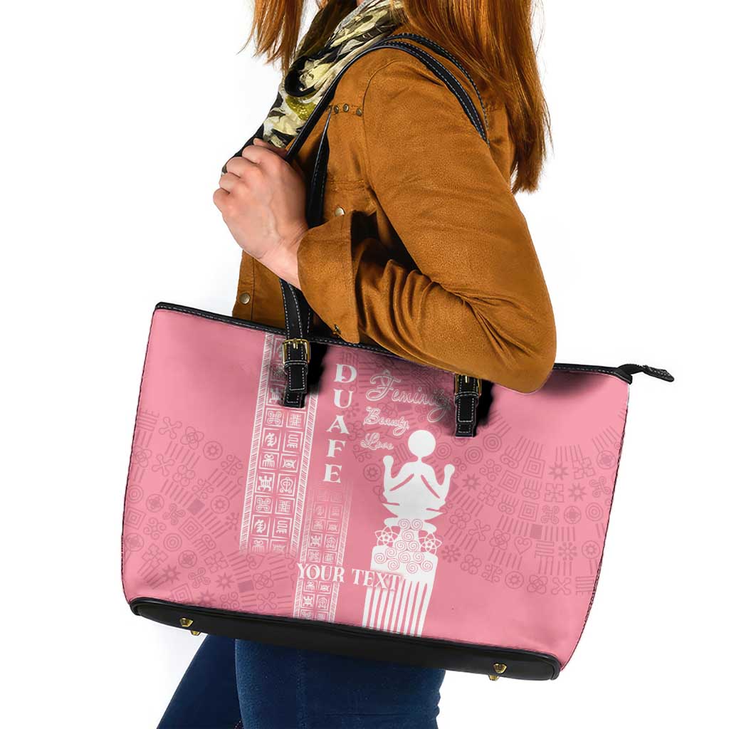 Personalized Adinkra Akan Culture Leather Tote Bag Women's Day Duafe Symbol