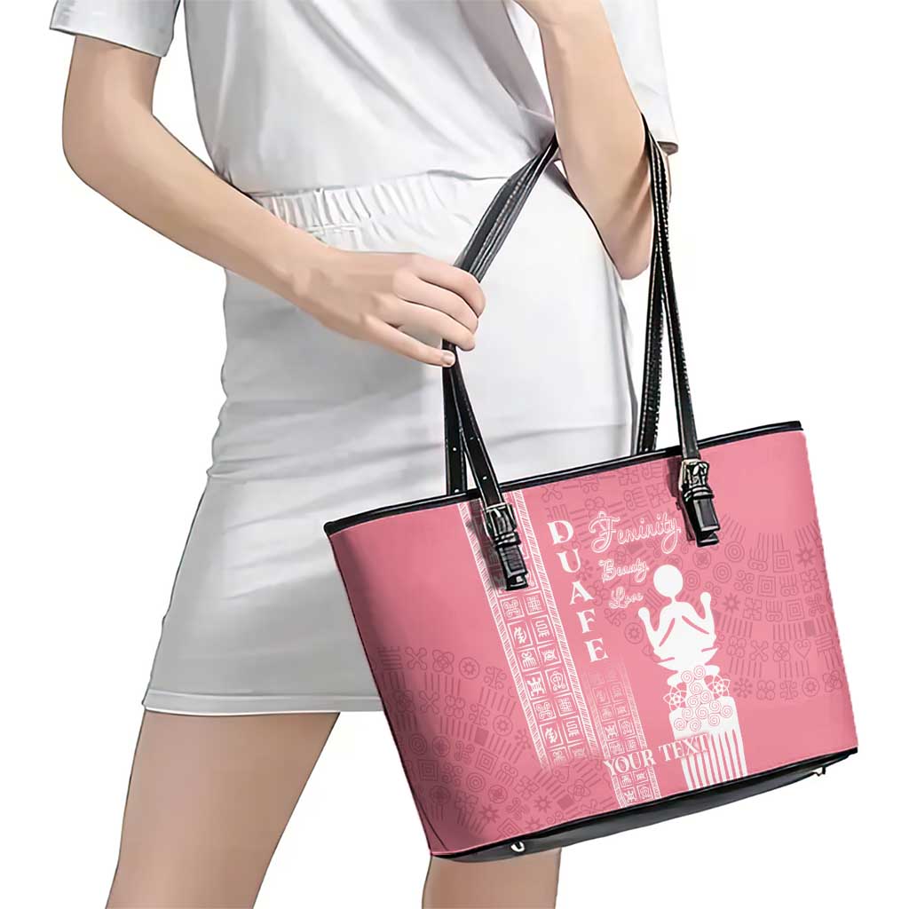 Personalized Adinkra Akan Culture Leather Tote Bag Women's Day Duafe Symbol
