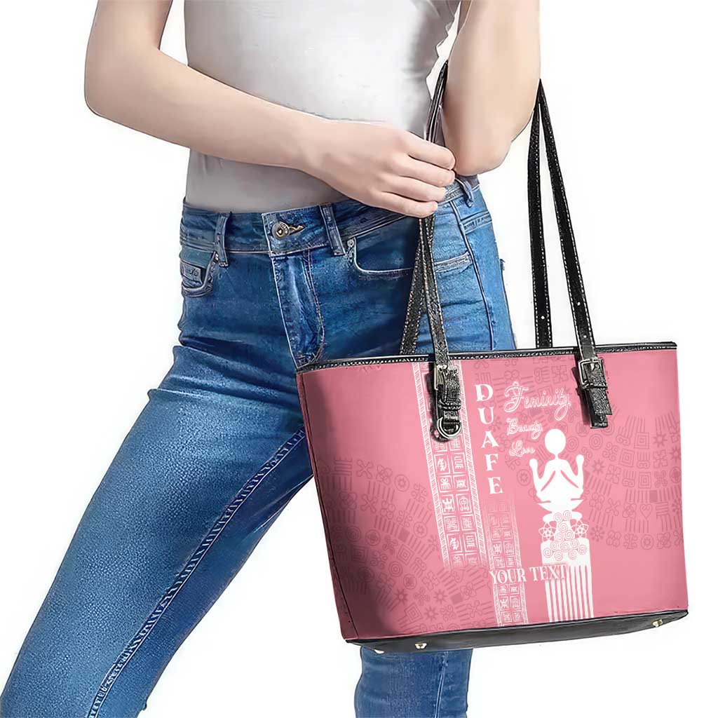 Personalized Adinkra Akan Culture Leather Tote Bag Women's Day Duafe Symbol