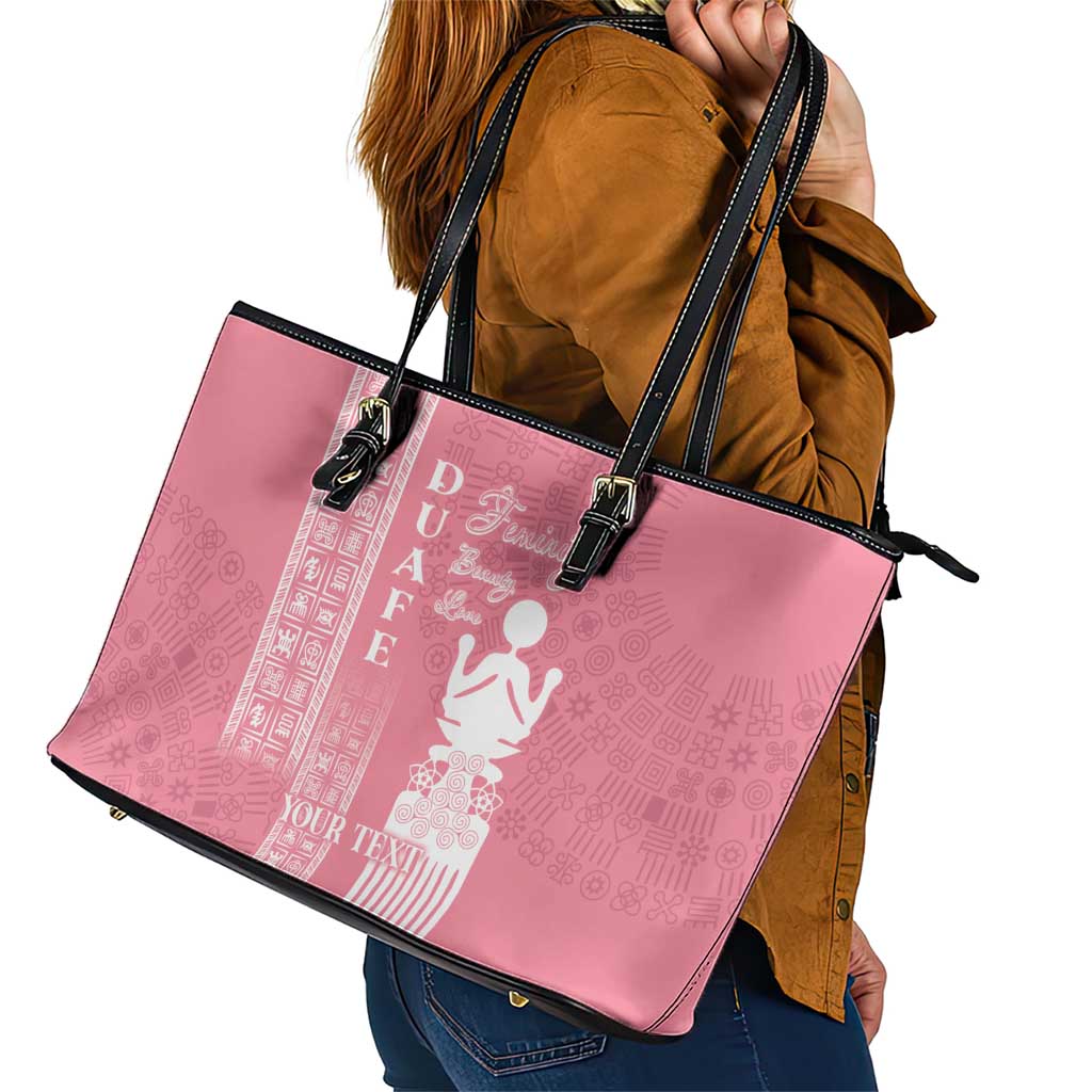 Personalized Adinkra Akan Culture Leather Tote Bag Women's Day Duafe Symbol