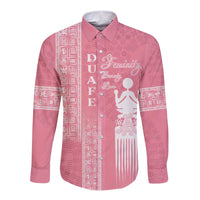 Personalized Adinkra Akan Culture Long Sleeve Button Shirt Women's Day Duafe Symbol