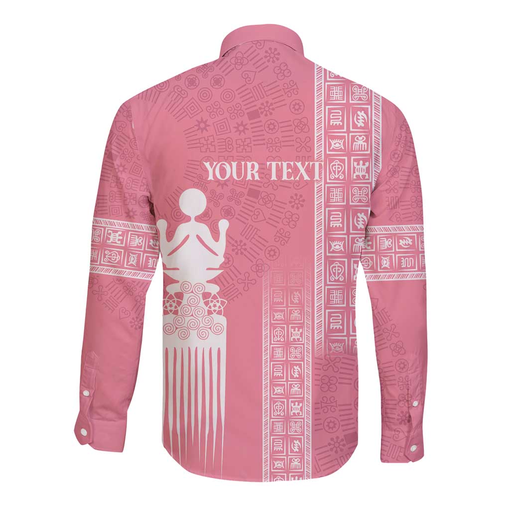 Personalized Adinkra Akan Culture Long Sleeve Button Shirt Women's Day Duafe Symbol