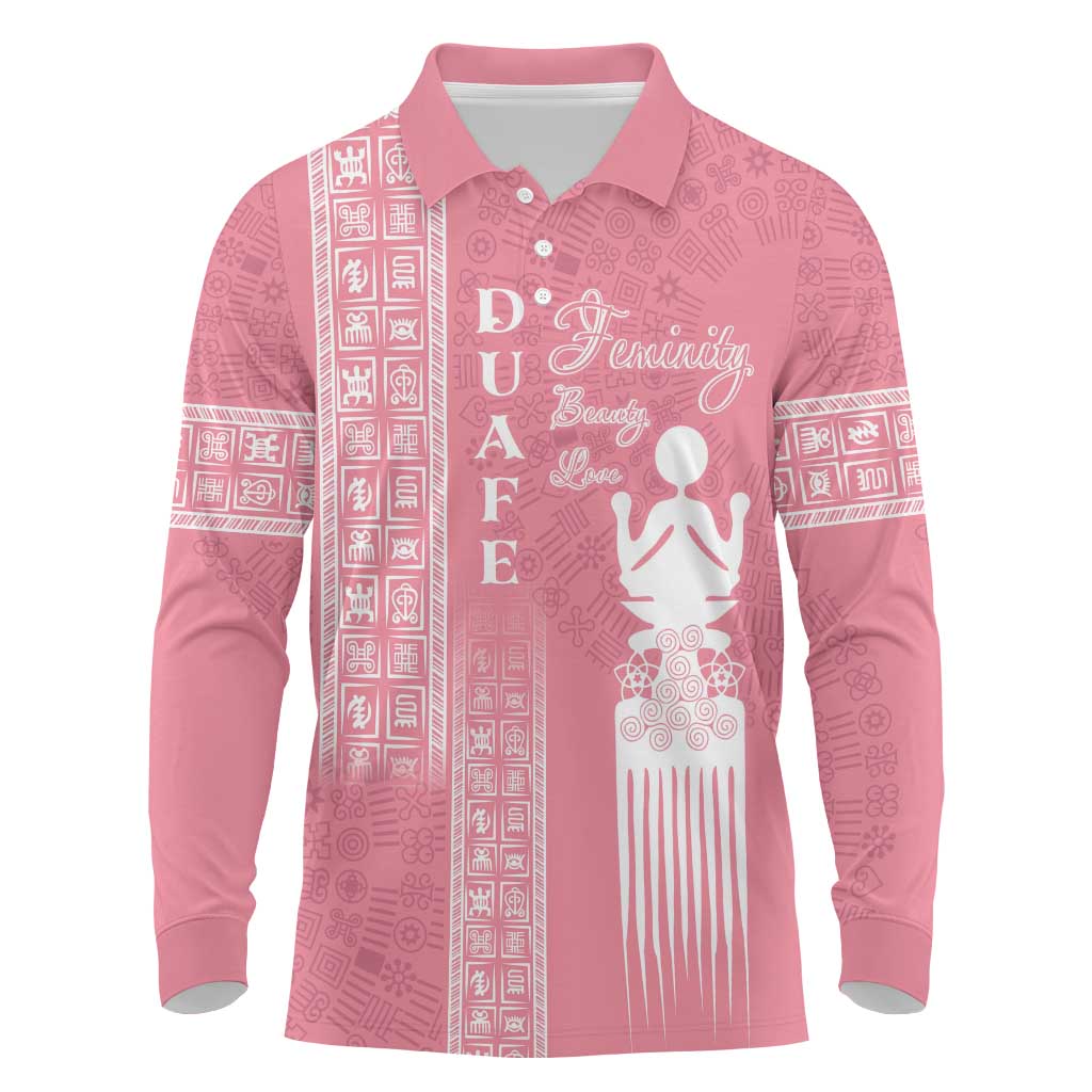 Personalized Adinkra Akan Culture Long Sleeve Polo Shirt Women's Day Duafe Symbol