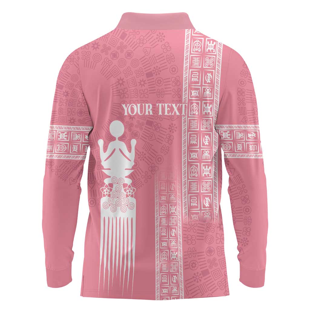 Personalized Adinkra Akan Culture Long Sleeve Polo Shirt Women's Day Duafe Symbol