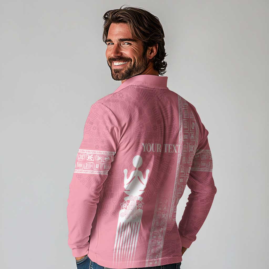 Personalized Adinkra Akan Culture Long Sleeve Polo Shirt Women's Day Duafe Symbol