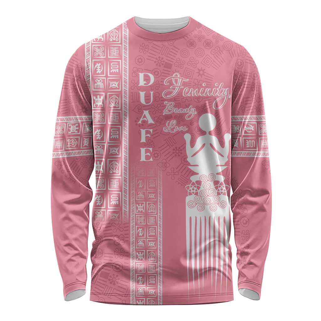 Personalized Adinkra Akan Culture Long Sleeve Shirt Women's Day Duafe Symbol