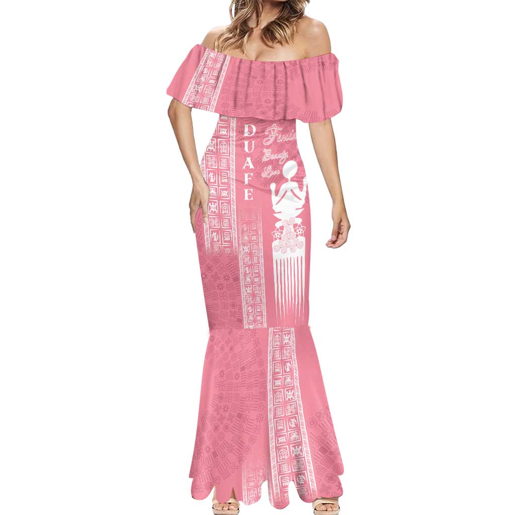 Personalized Adinkra Akan Culture Mermaid Dress Women's Day Duafe Symbol