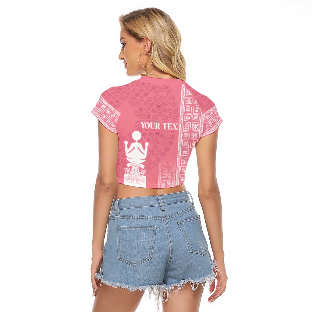 Personalized Adinkra Akan Culture Raglan Cropped T Shirt Women's Day Duafe Symbol