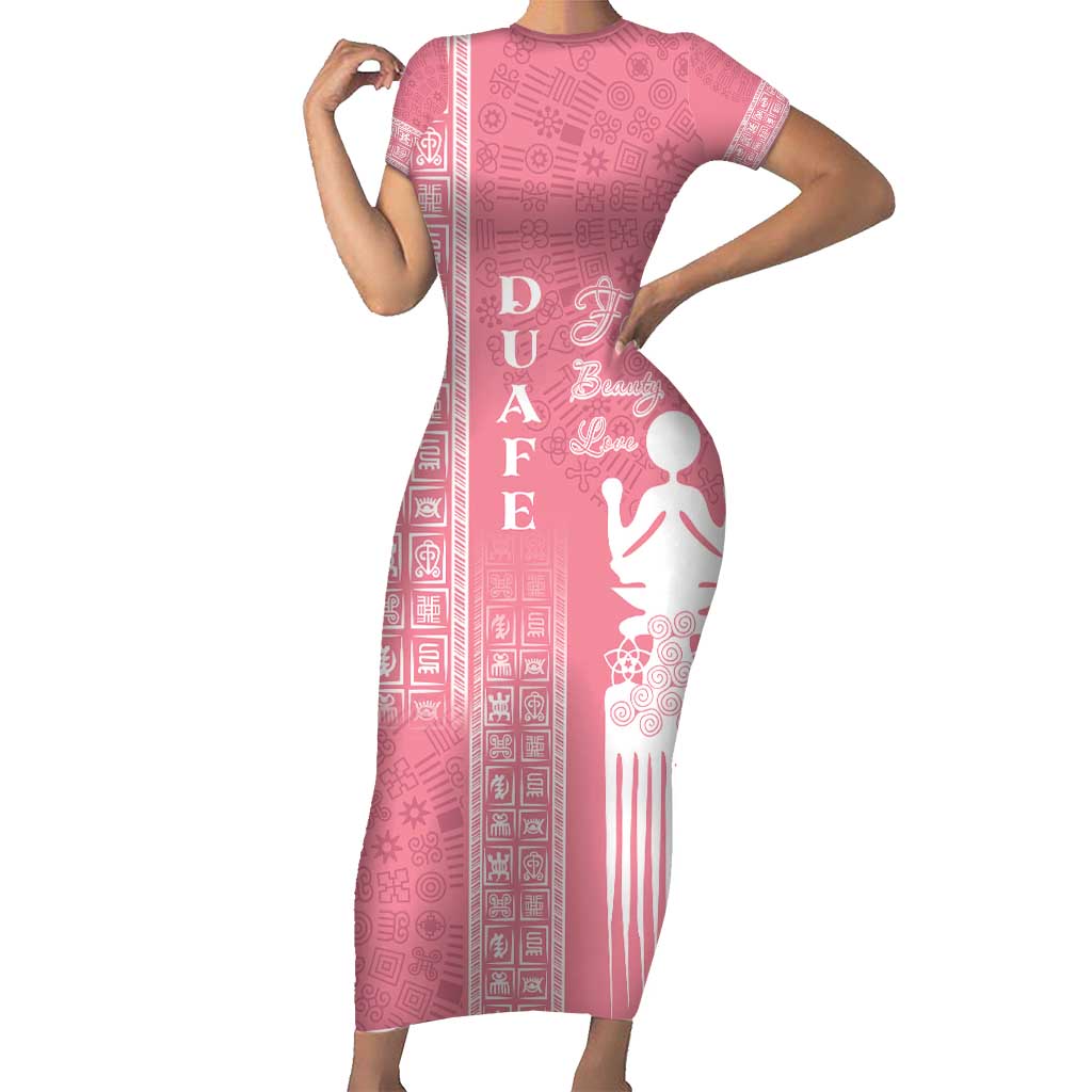 Personalized Adinkra Akan Culture Short Sleeve Bodycon Dress Women's Day Duafe Symbol