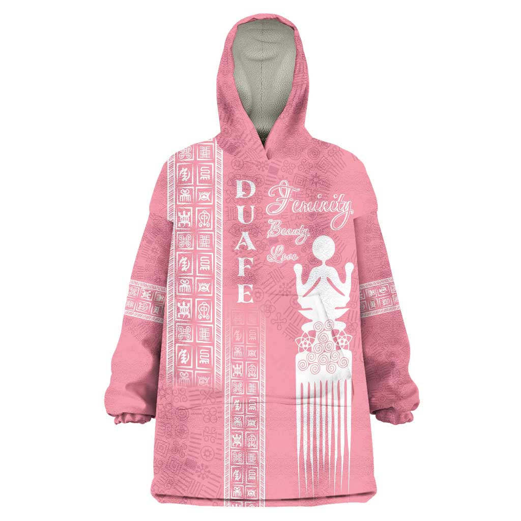 Personalized Adinkra Akan Culture Wearable Blanket Hoodie Women's Day Duafe Symbol