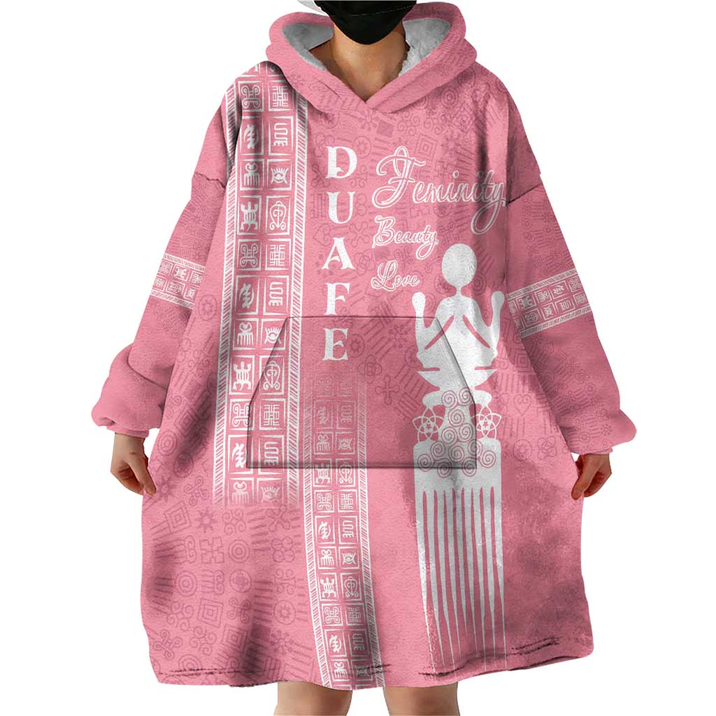 Personalized Adinkra Akan Culture Wearable Blanket Hoodie Women's Day Duafe Symbol