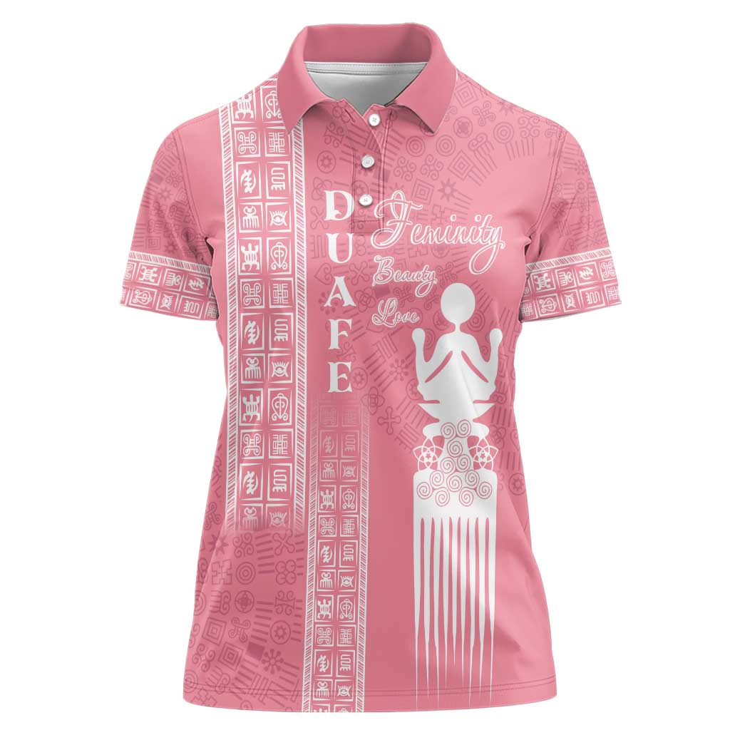 Personalized Adinkra Akan Culture Women Polo Shirt Women's Day Duafe Symbol