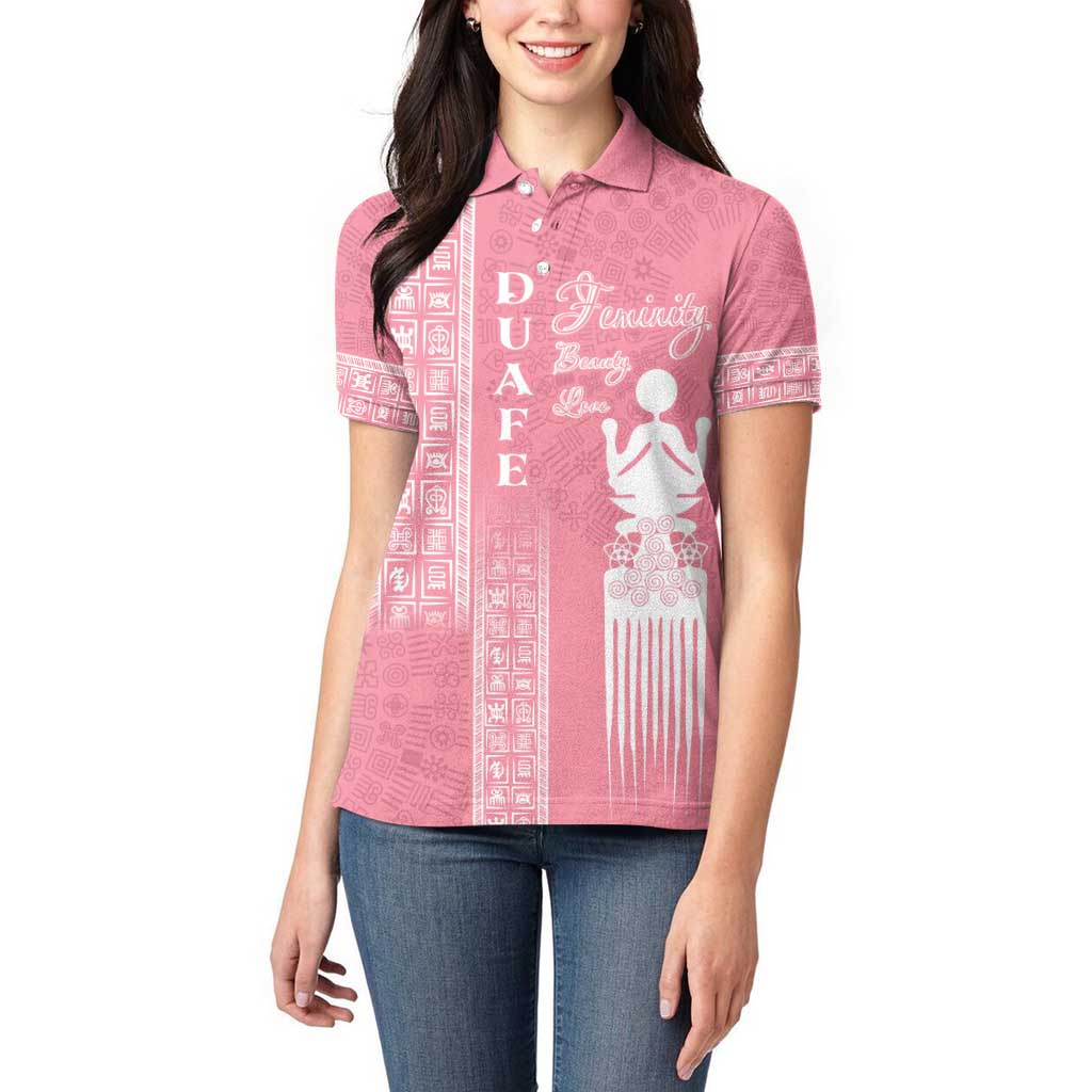 Personalized Adinkra Akan Culture Women Polo Shirt Women's Day Duafe Symbol