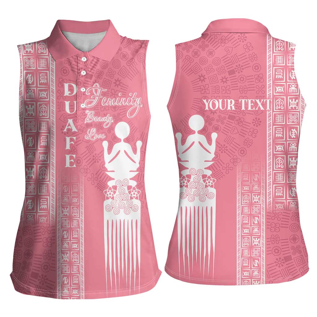 Personalized Adinkra Akan Culture Women Sleeveless Polo Shirt Women's Day Duafe Symbol