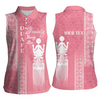 Personalized Adinkra Akan Culture Women Sleeveless Polo Shirt Women's Day Duafe Symbol