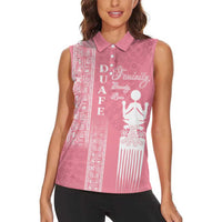 Personalized Adinkra Akan Culture Women Sleeveless Polo Shirt Women's Day Duafe Symbol
