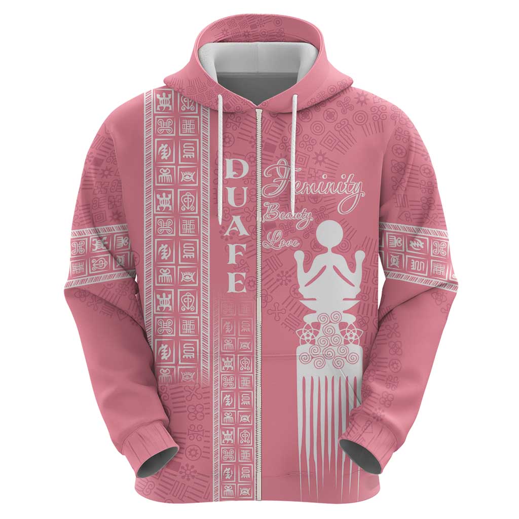 Personalized Adinkra Akan Culture Zip Hoodie Women's Day Duafe Symbol