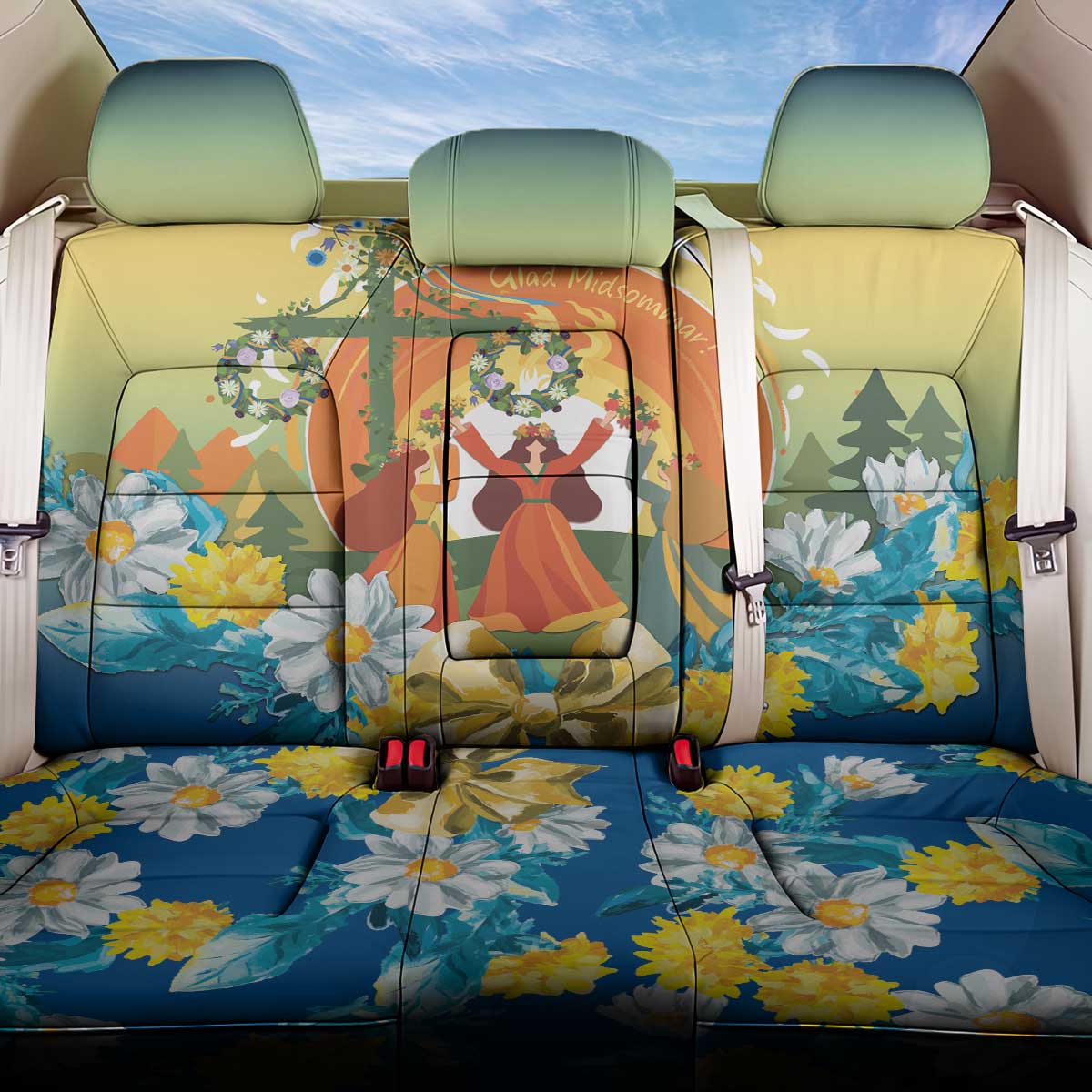 Sverige Glad Midsommar Back Car Seat Cover Majstang Dancing