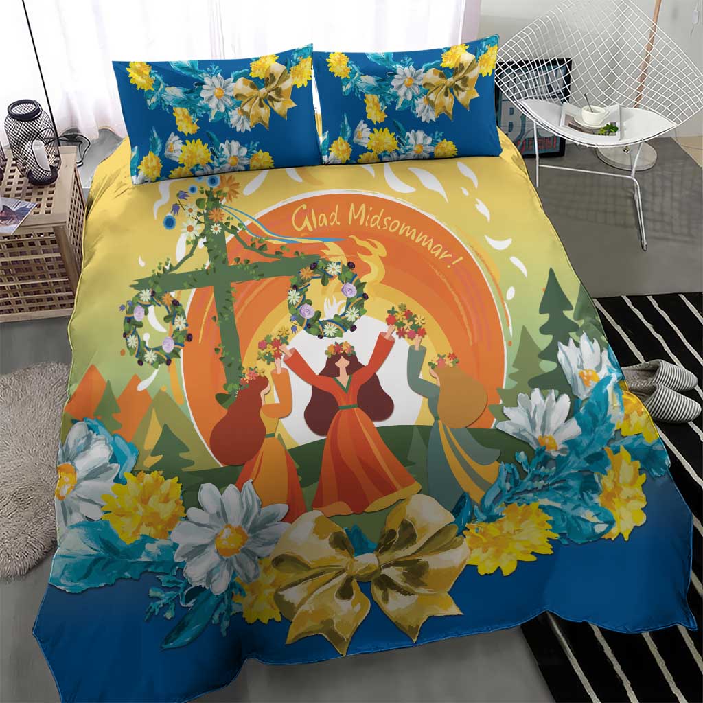 Sverige Glad Midsommar Bedding Set Majstang Dancing