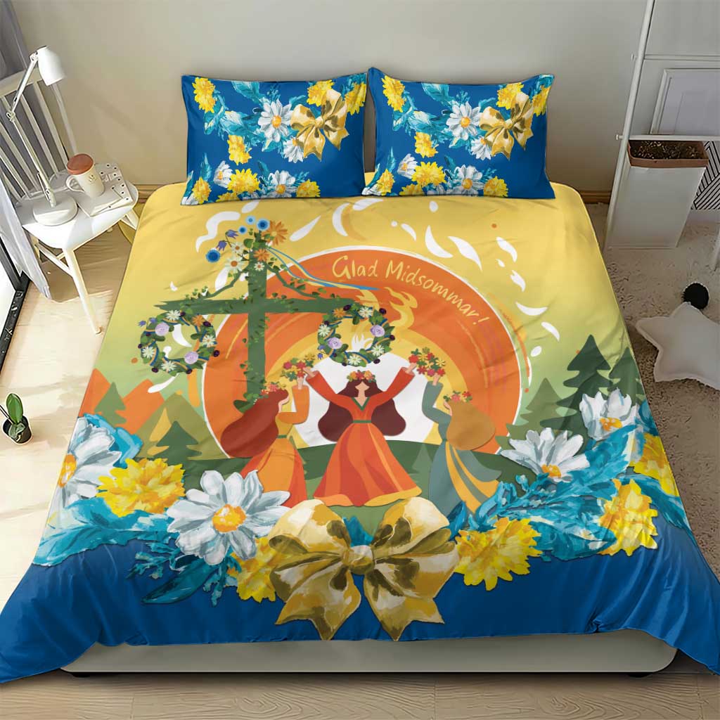 Sverige Glad Midsommar Bedding Set Majstang Dancing