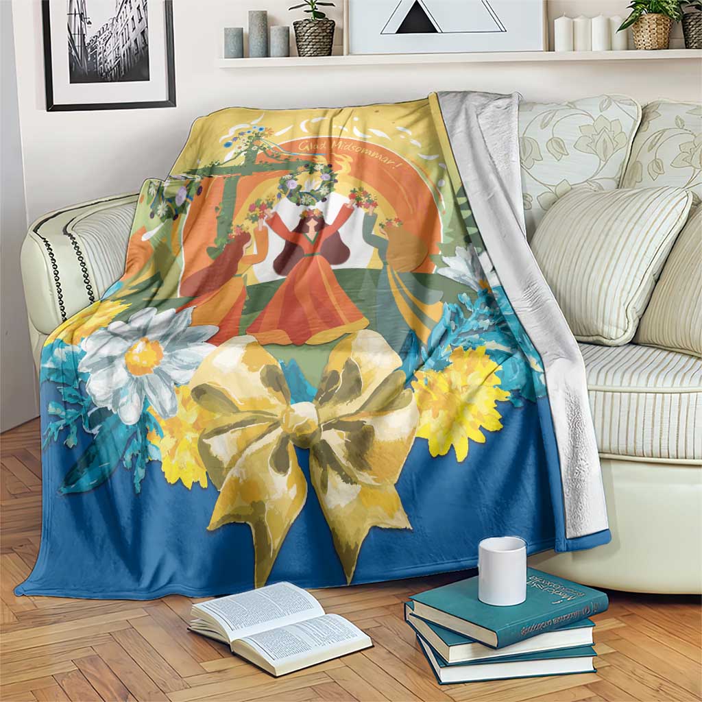 Sverige Glad Midsommar Blanket Majstang Dancing