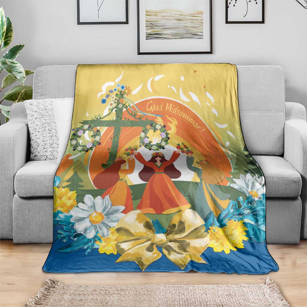 Sverige Glad Midsommar Blanket Majstang Dancing