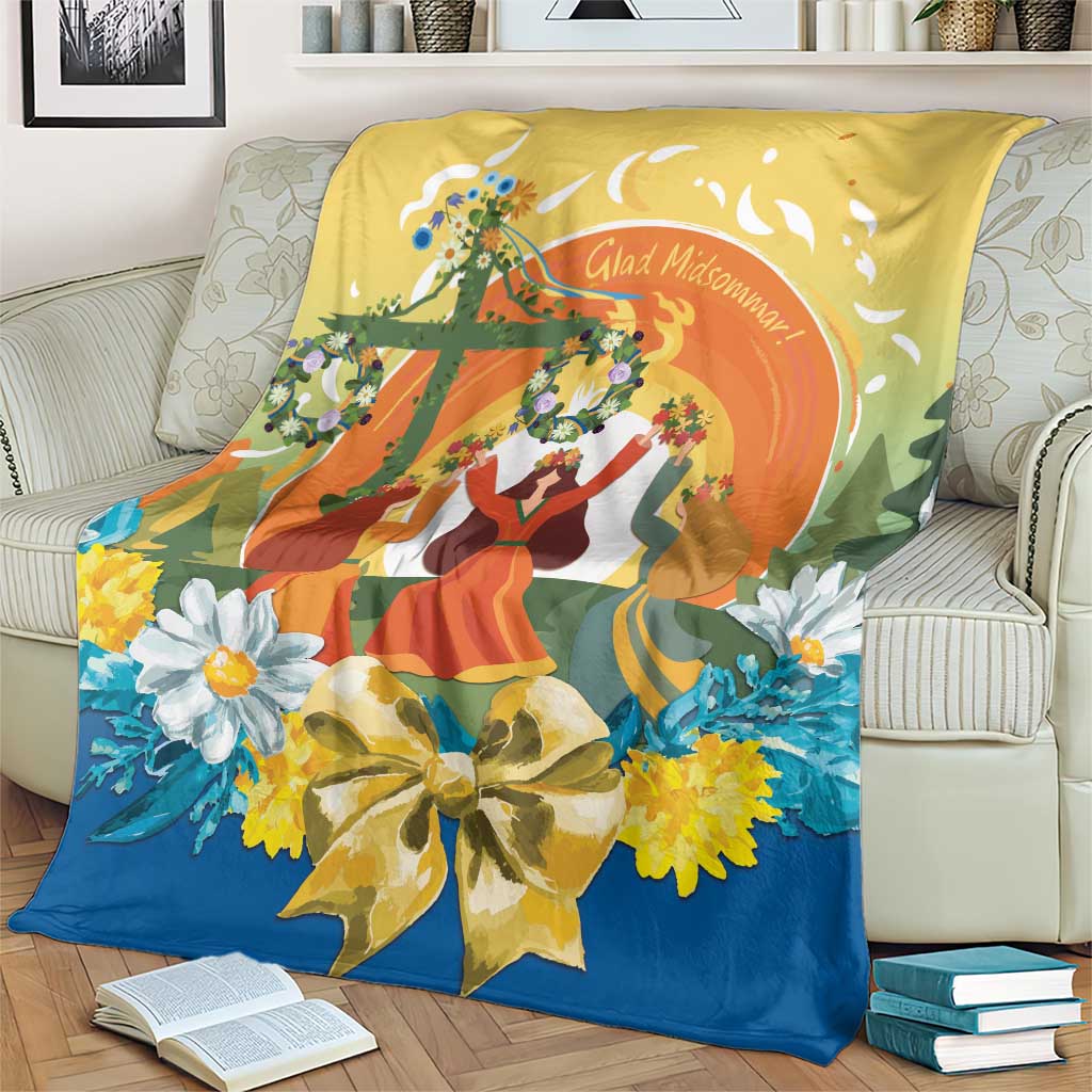 Sverige Glad Midsommar Blanket Majstang Dancing