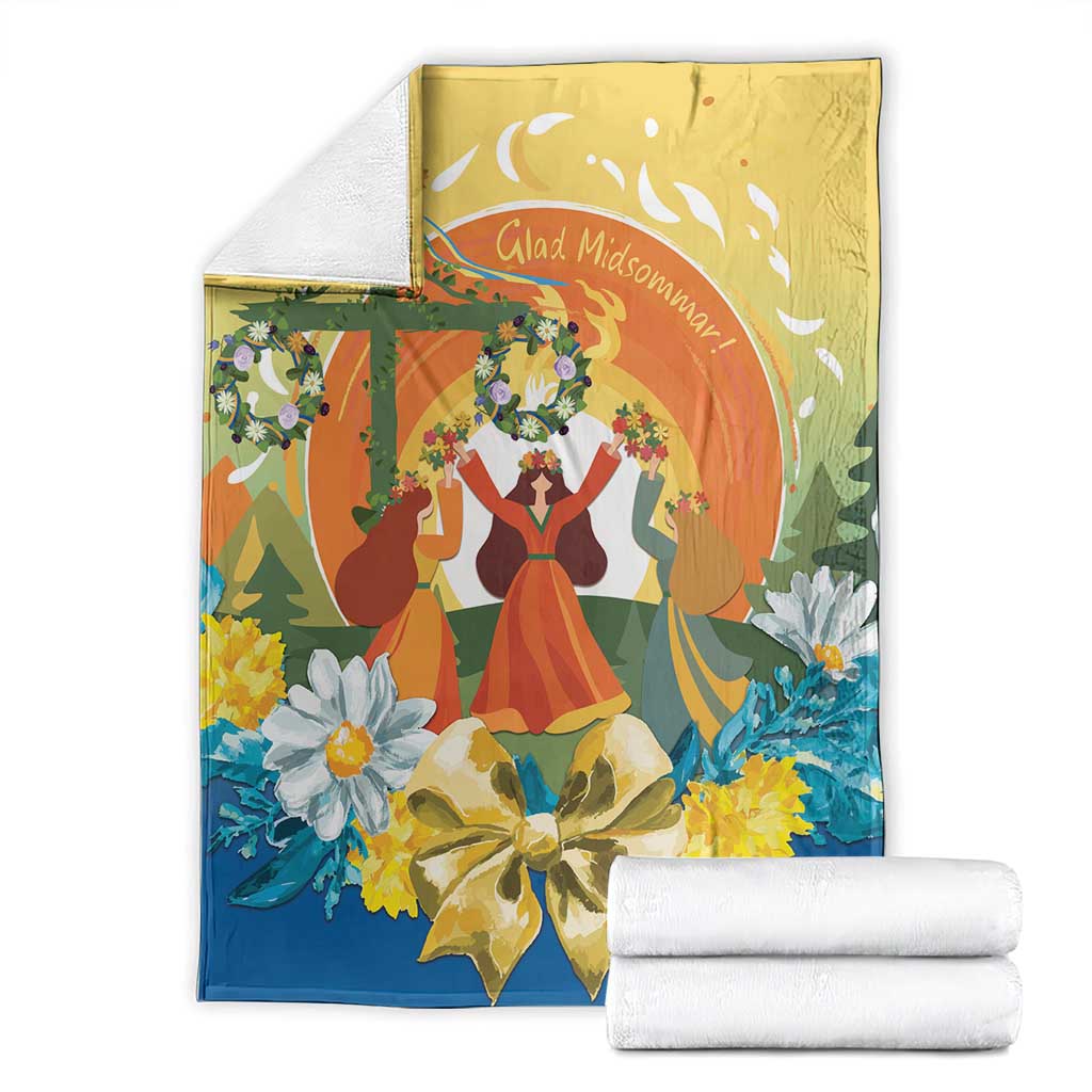 Sverige Glad Midsommar Blanket Majstang Dancing