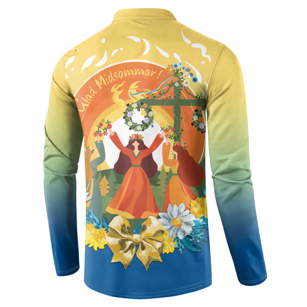 Sverige Glad Midsommar Button Sweatshirt Majstang Dancing