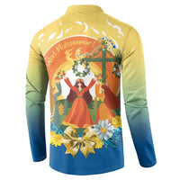 Sverige Glad Midsommar Button Sweatshirt Majstang Dancing