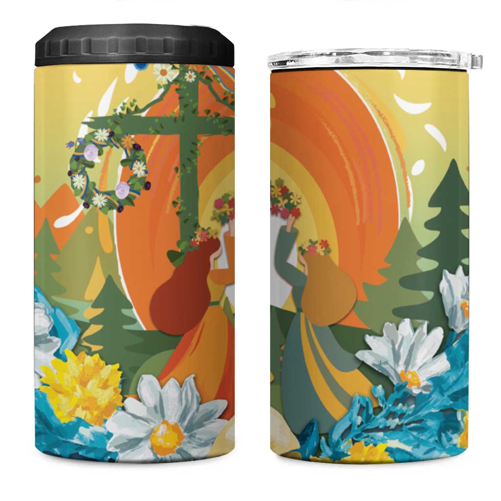 Sverige Glad Midsommar 4 in 1 Can Cooler Tumbler Majstang Dancing