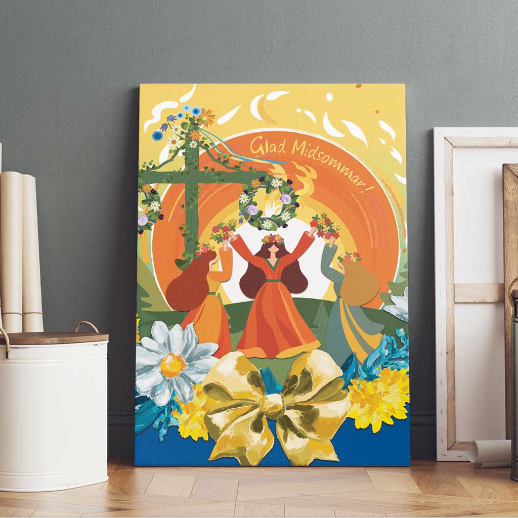 Sverige Glad Midsommar Canvas Wall Art Majstang Dancing
