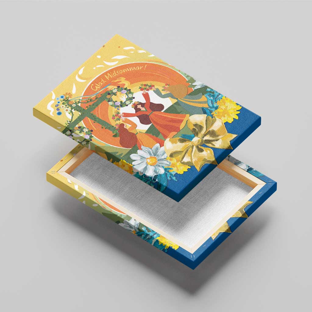 Sverige Glad Midsommar Canvas Wall Art Majstang Dancing