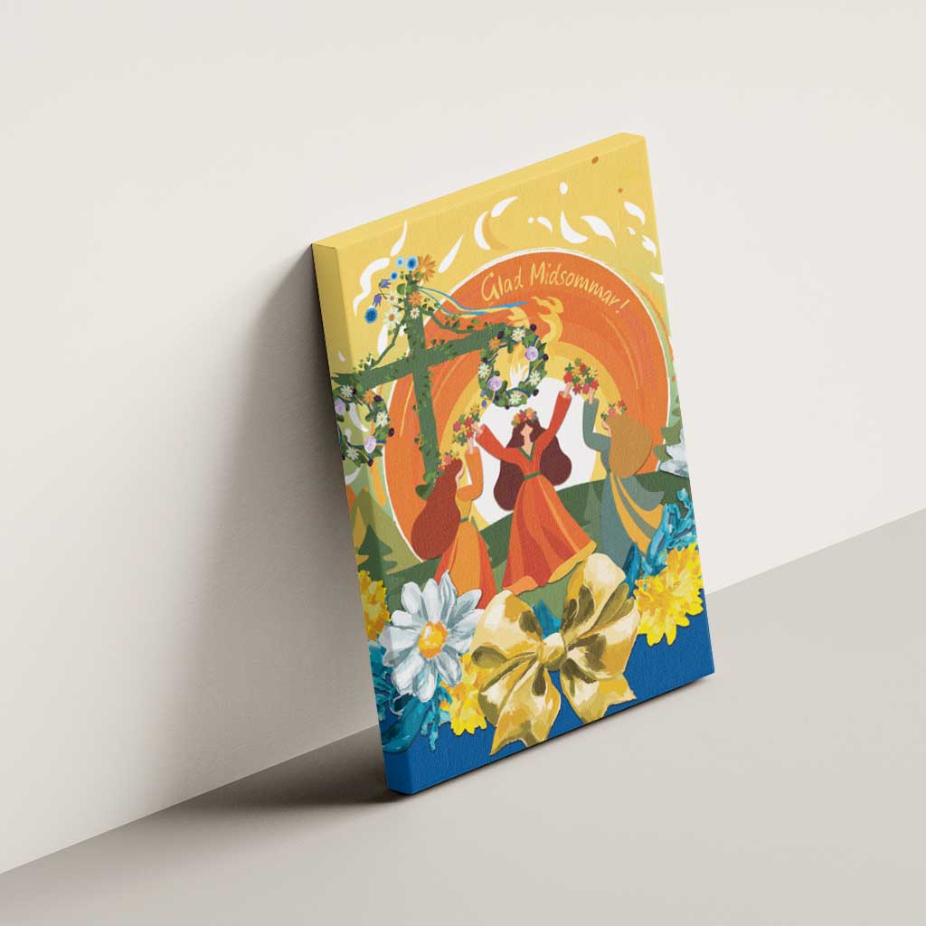 Sverige Glad Midsommar Canvas Wall Art Majstang Dancing