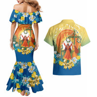 Sverige Glad Midsommar Couples Matching Mermaid Dress and Hawaiian Shirt Majstang Dancing