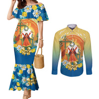 Sverige Glad Midsommar Couples Matching Mermaid Dress and Long Sleeve Button Shirt Majstang Dancing