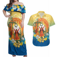 Sverige Glad Midsommar Couples Matching Off Shoulder Maxi Dress and Hawaiian Shirt Majstang Dancing