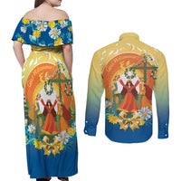 Sverige Glad Midsommar Couples Matching Off Shoulder Maxi Dress and Long Sleeve Button Shirt Majstang Dancing