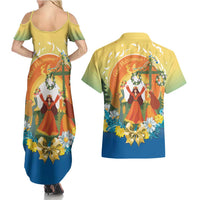 Sverige Glad Midsommar Couples Matching Summer Maxi Dress and Hawaiian Shirt Majstang Dancing