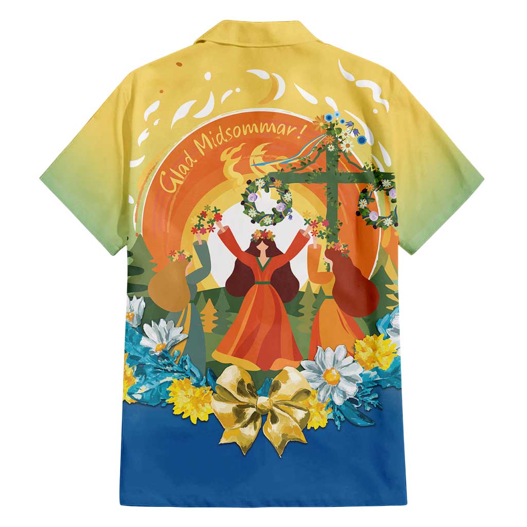 Sverige Glad Midsommar Family Matching Long Sleeve Bodycon Dress and Hawaiian Shirt Majstang Dancing