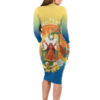 Sverige Glad Midsommar Family Matching Long Sleeve Bodycon Dress and Hawaiian Shirt Majstang Dancing