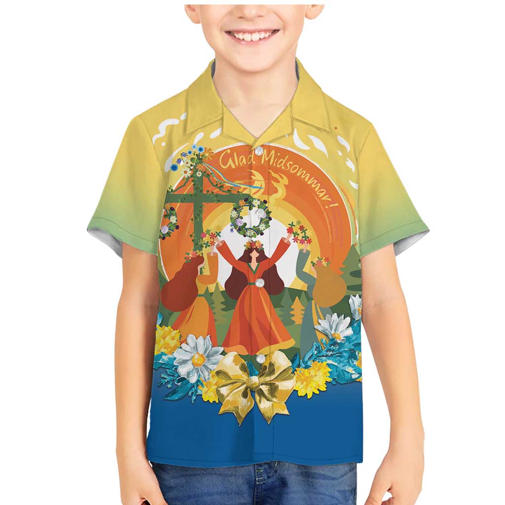 Sverige Glad Midsommar Family Matching Mermaid Dress and Hawaiian Shirt Majstang Dancing