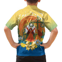 Sverige Glad Midsommar Family Matching Off The Shoulder Long Sleeve Dress and Hawaiian Shirt Majstang Dancing