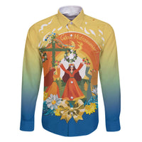 Sverige Glad Midsommar Family Matching Off The Shoulder Long Sleeve Dress and Hawaiian Shirt Majstang Dancing