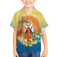 Sverige Glad Midsommar Family Matching Off The Shoulder Long Sleeve Dress and Hawaiian Shirt Majstang Dancing
