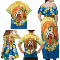 Sverige Glad Midsommar Family Matching Off Shoulder Maxi Dress and Hawaiian Shirt Majstang Dancing