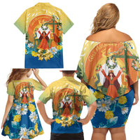 Sverige Glad Midsommar Family Matching Off Shoulder Short Dress and Hawaiian Shirt Majstang Dancing