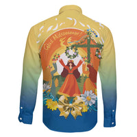 Sverige Glad Midsommar Family Matching Off Shoulder Short Dress and Hawaiian Shirt Majstang Dancing