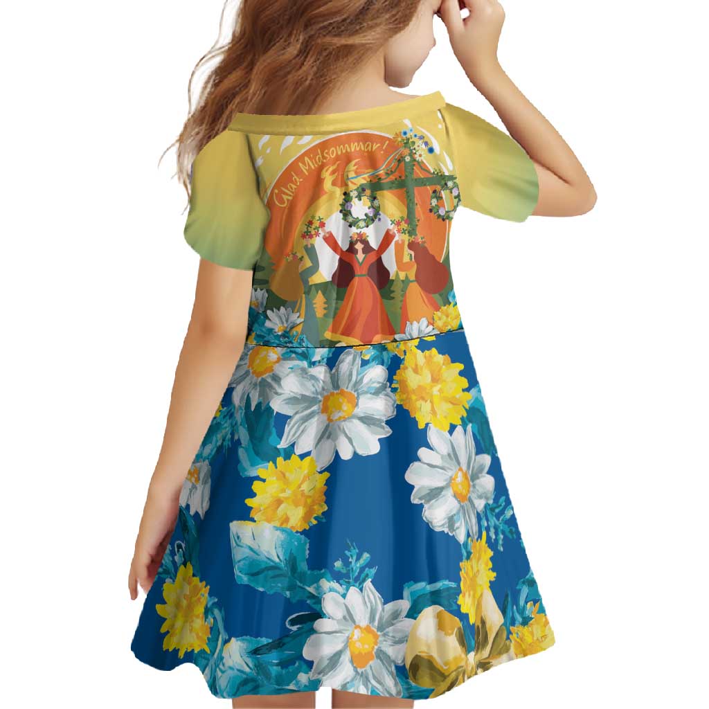 Sverige Glad Midsommar Family Matching Short Sleeve Bodycon Dress and Hawaiian Shirt Majstang Dancing