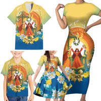 Sverige Glad Midsommar Family Matching Short Sleeve Bodycon Dress and Hawaiian Shirt Majstang Dancing
